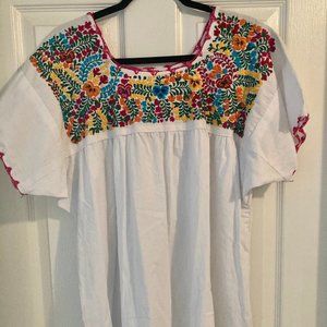 Mexican Floral Cotton Blouse